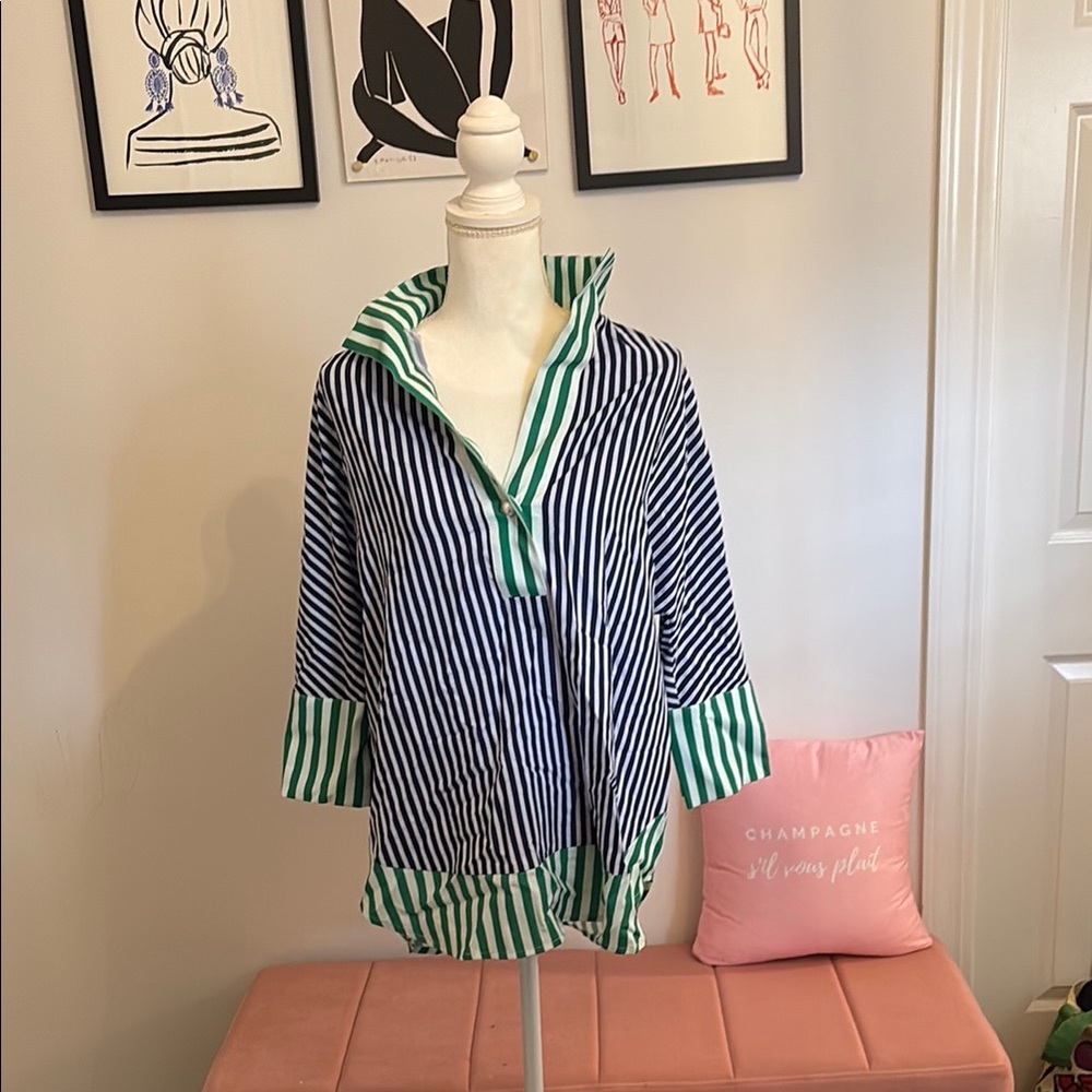 Tuckernuck Atlantic pacific : Striped Blue and Green Button-Up Shirt